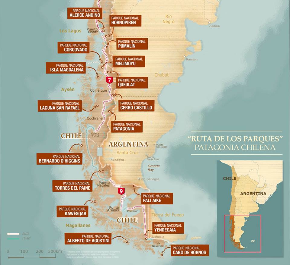 Mapa - Ruta de los Parques de la Patagonia